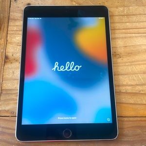 iPad mini 4 + Otter Box case . Reset and ready to be set up. 128 gbts of storage